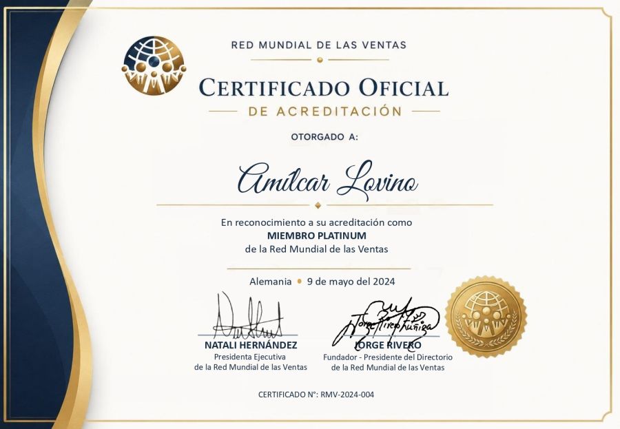 Certificado de acreditación de Amílcar Lovino